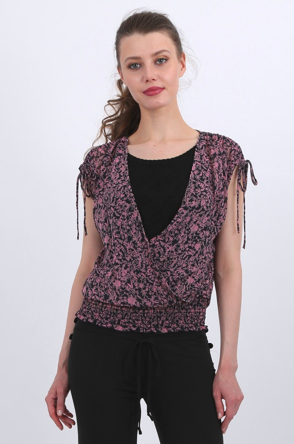 Sophie georgette overlay top in burgandi excluding black singlet