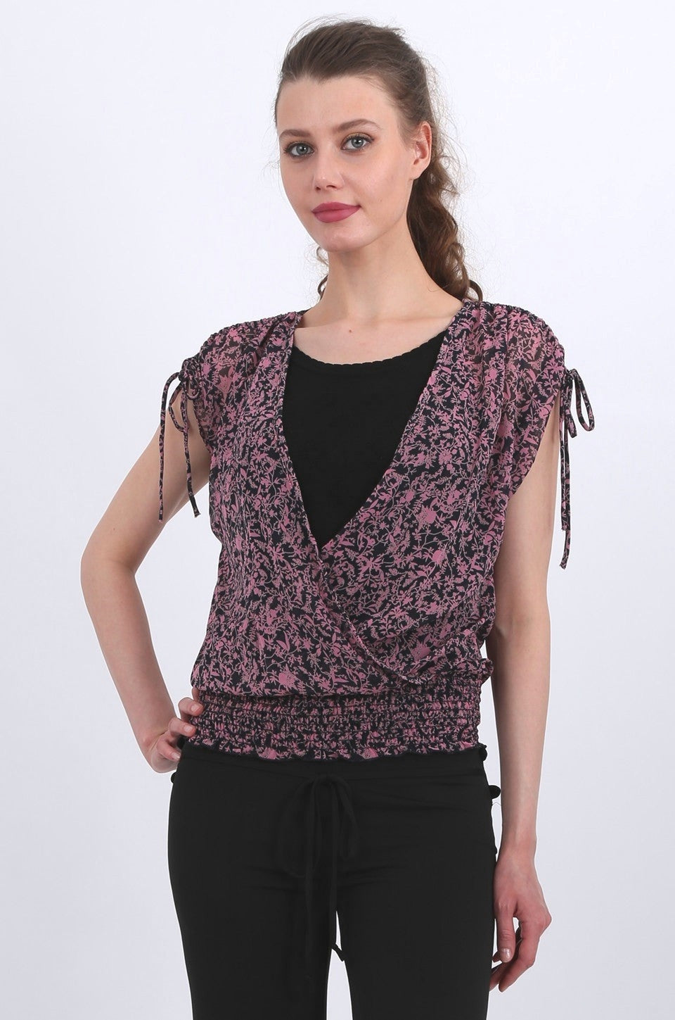 Sophie georgette overlay top in burgandi excluding black singlet