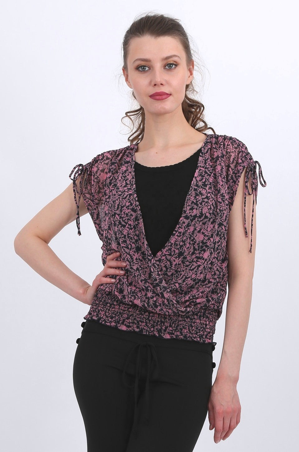 Sophie georgette overlay top in burgandi excluding black singlet