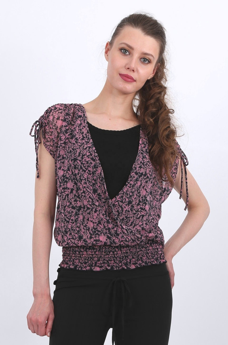 Sophie georgette overlay top in burgandi excluding black singlet