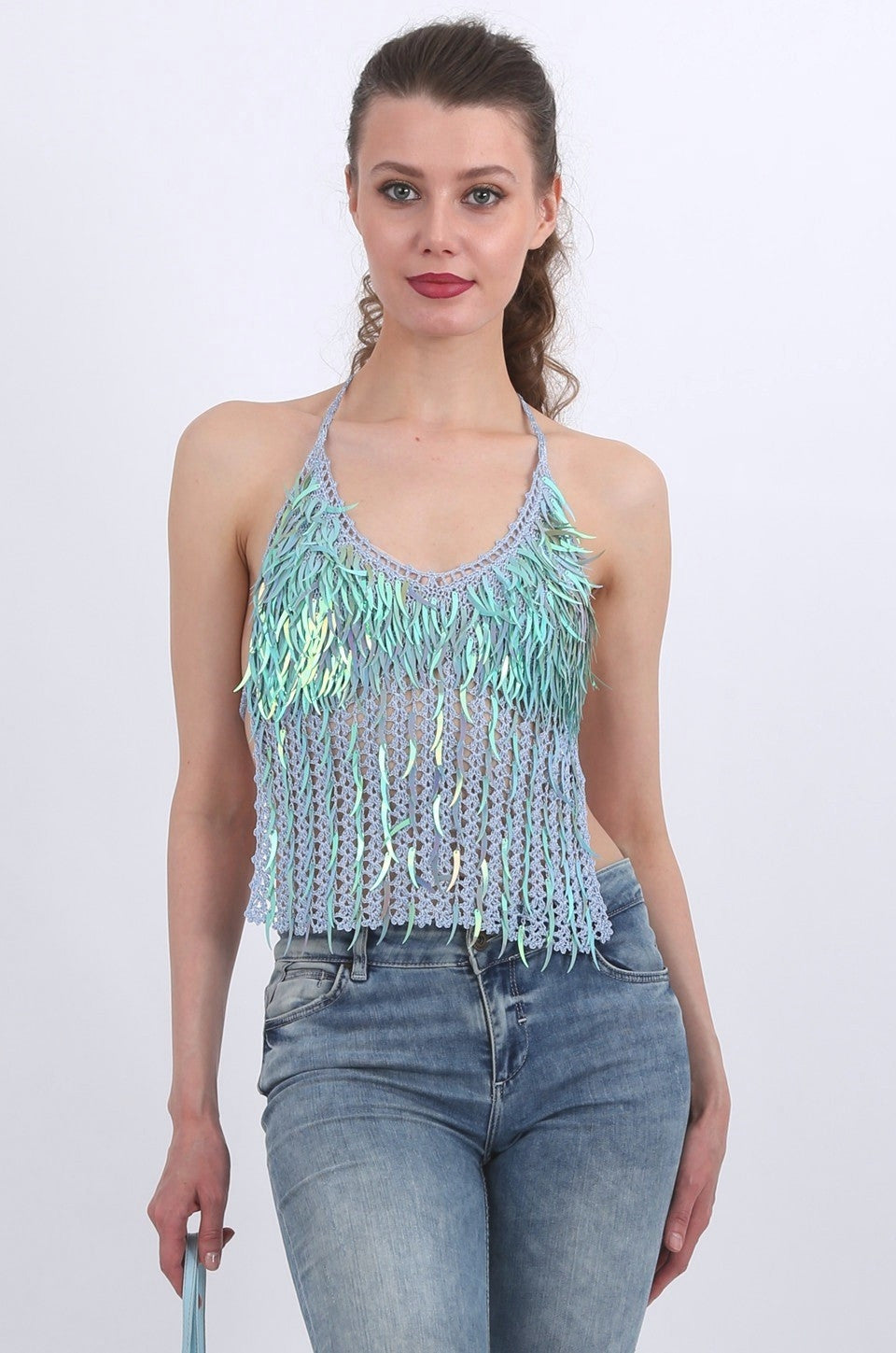 Cecilia Sequin top in blue