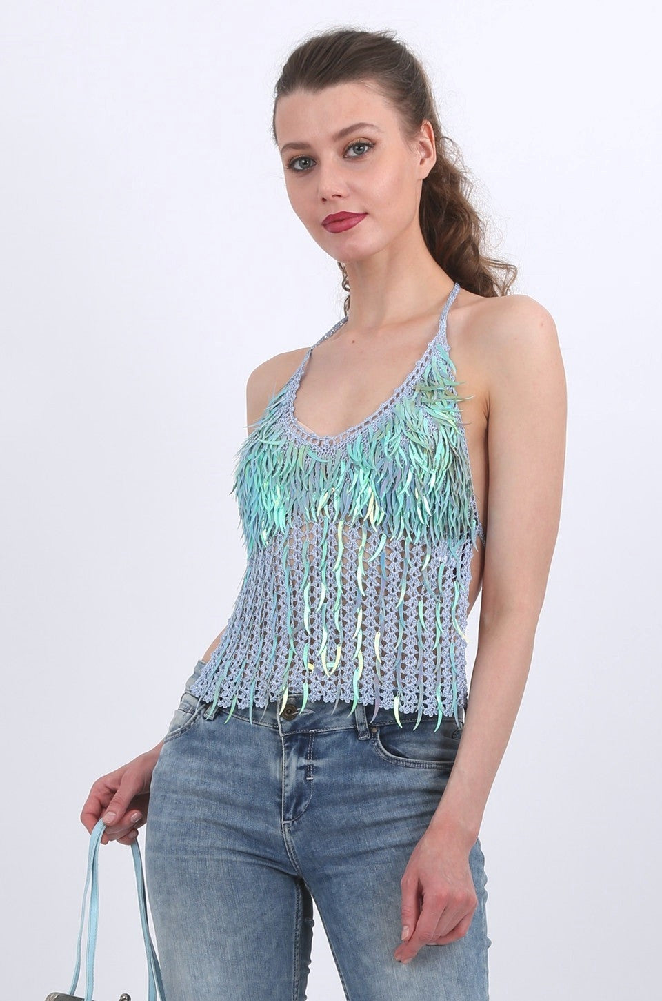 Cecilia Sequin top in blue