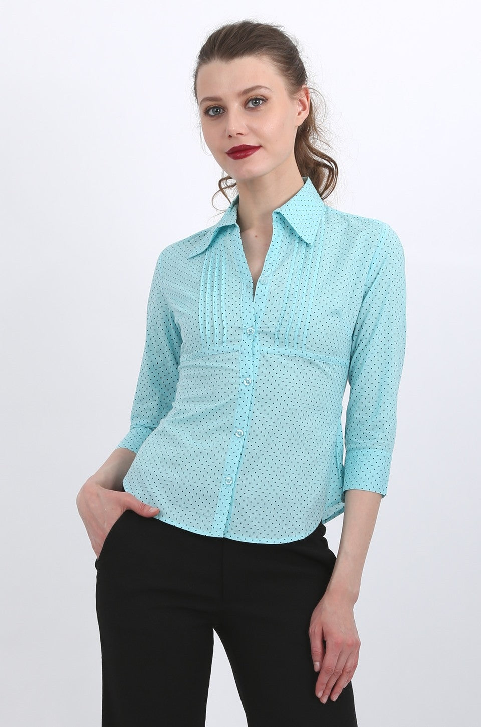 Andrea shirt in blue polka dots