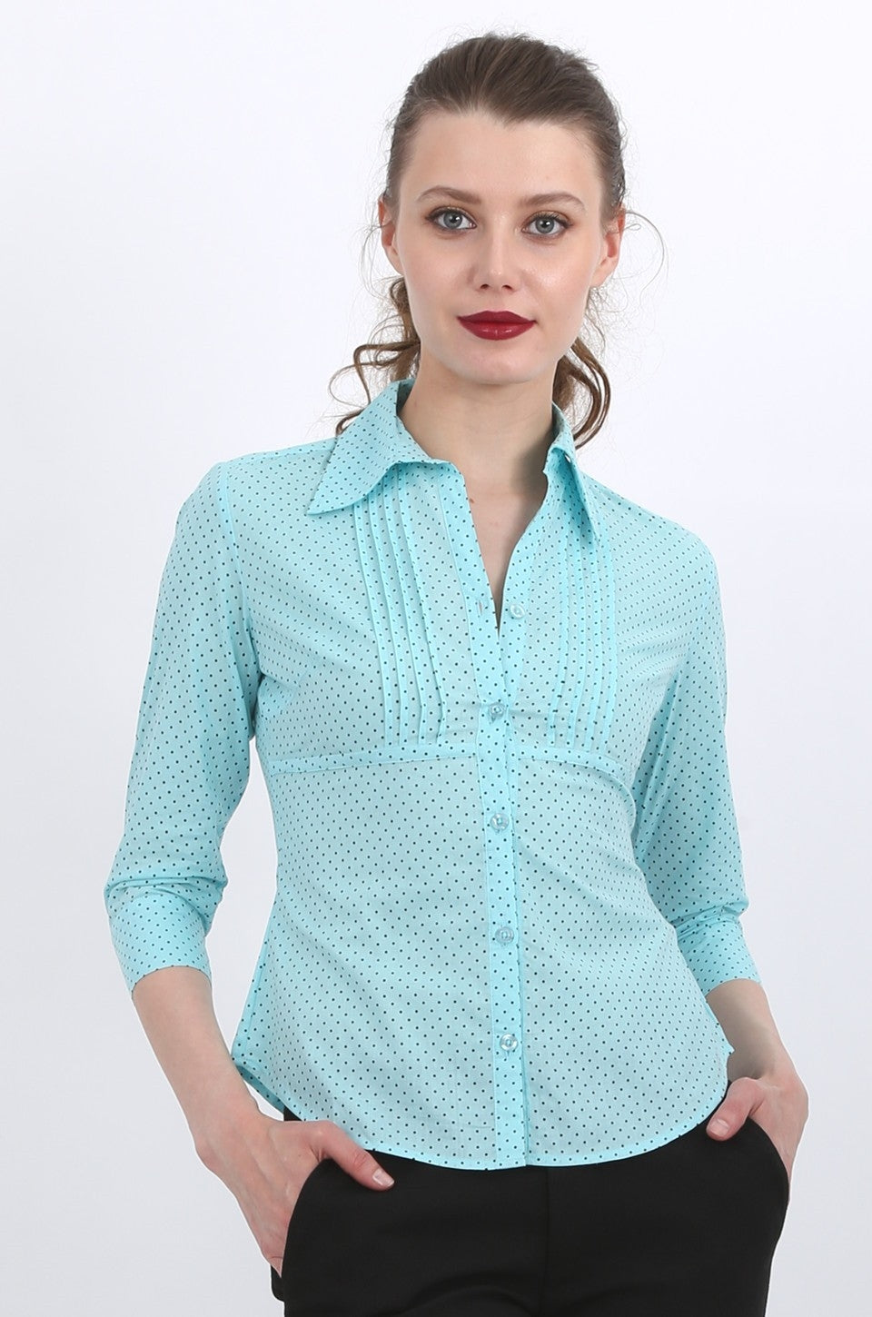 Andrea shirt in blue polka dots