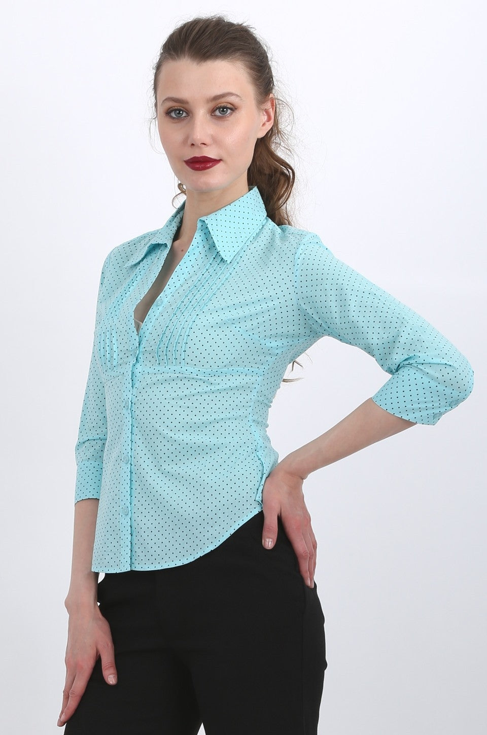 Andrea shirt in blue polka dots