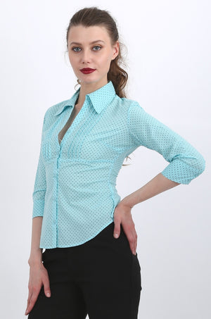 Andrea shirt in blue polka dots