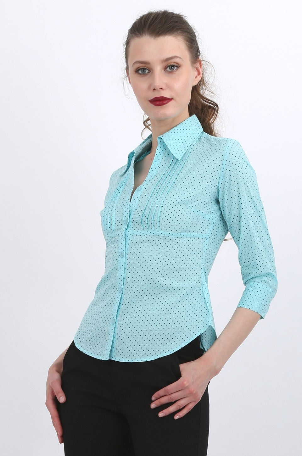 Andrea shirt in blue polka dots