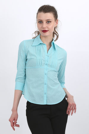 Andrea shirt in blue polka dots