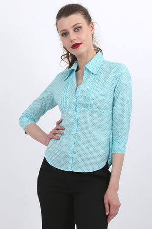 Andrea shirt in blue polka dots