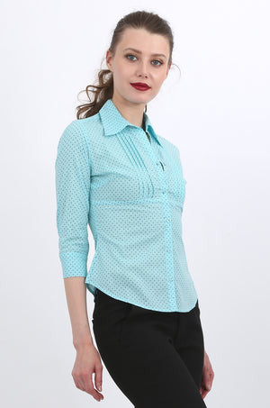 Andrea shirt in blue polka dots