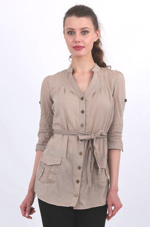 Valeria long shirt in taupe