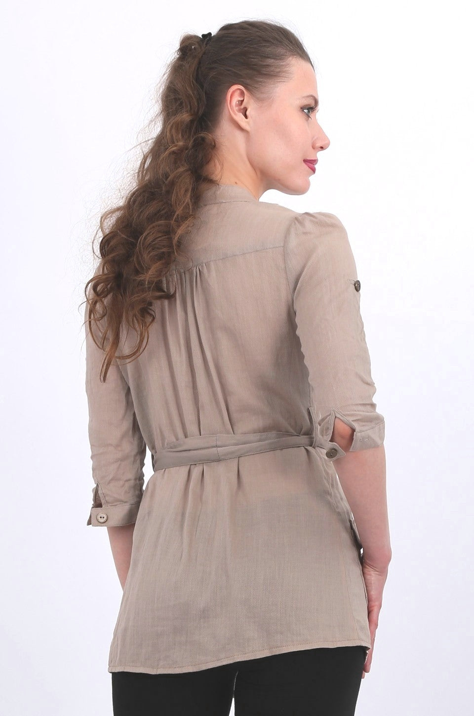 Valeria long shirt in taupe