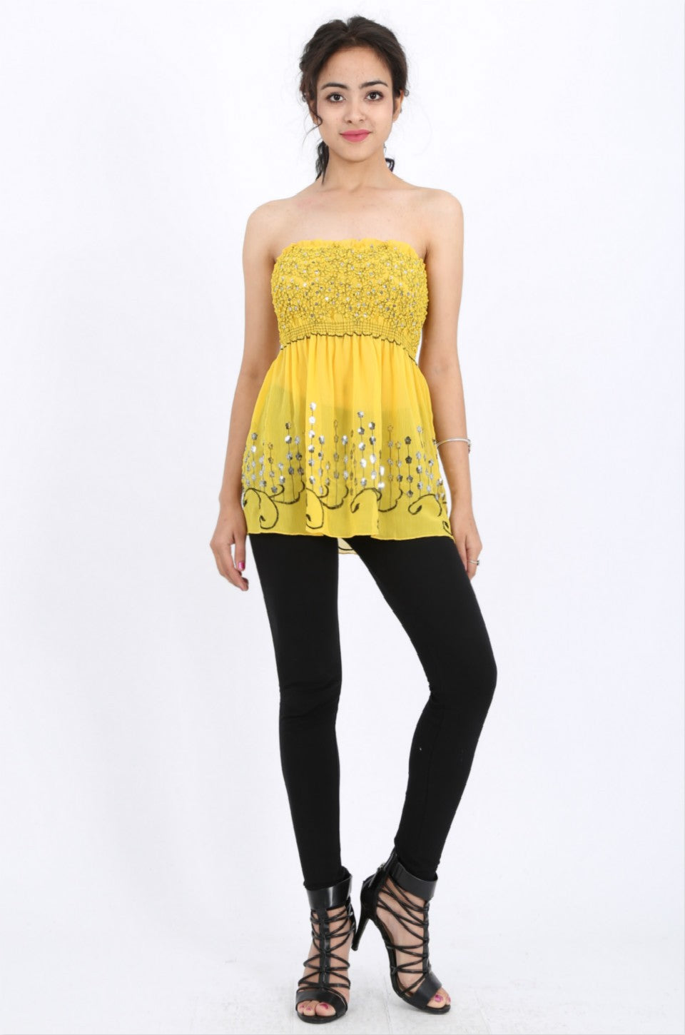 Mila Sequin Top in Yellow