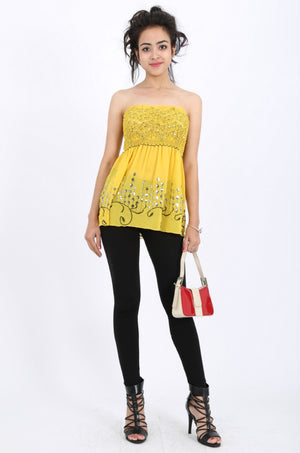 Mila Sequin Top in Yellow