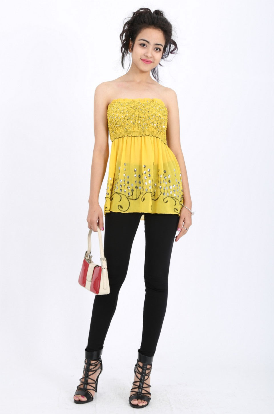 Mila Sequin Top in Yellow