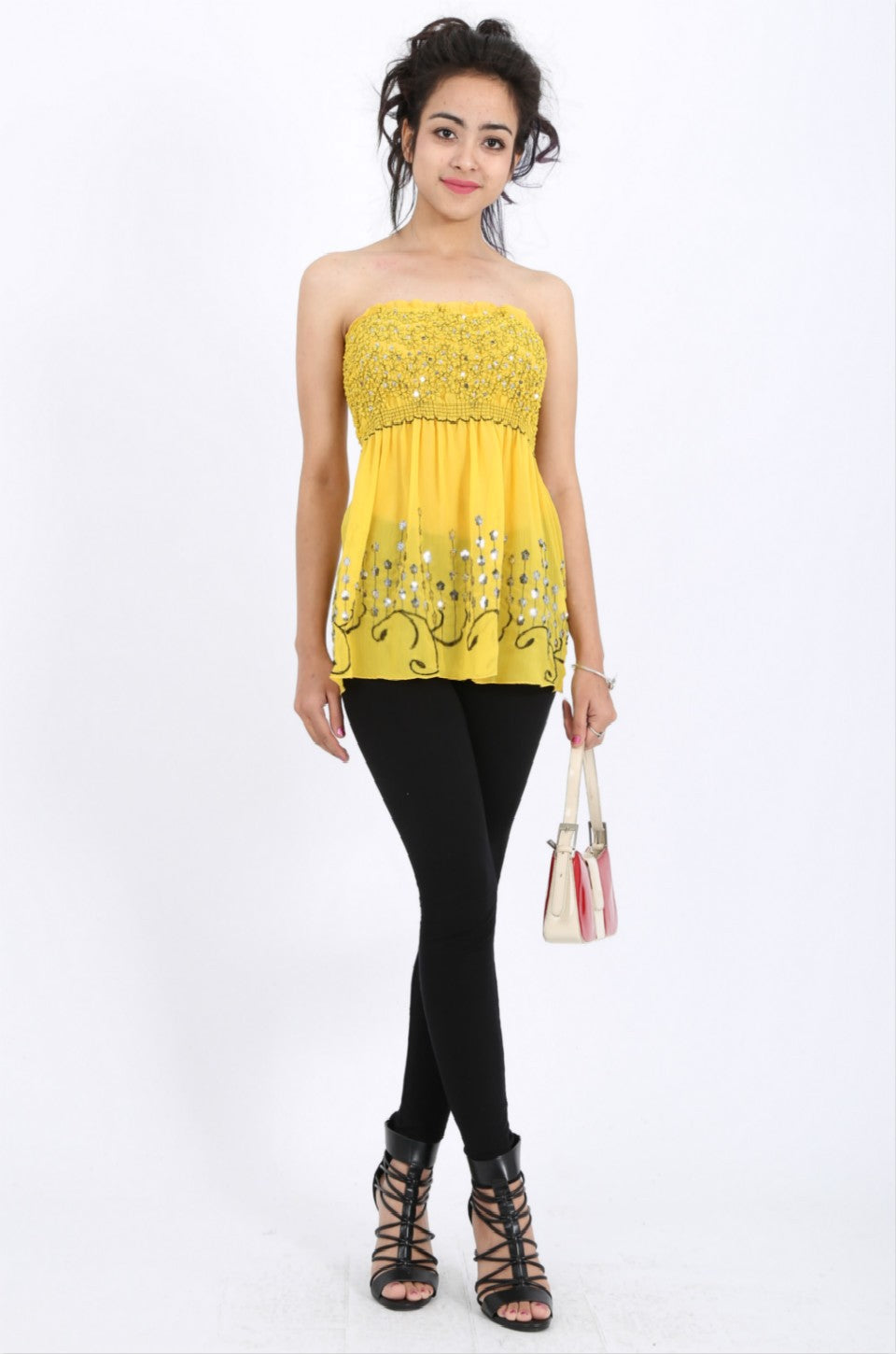 Mila Sequin Top in Yellow