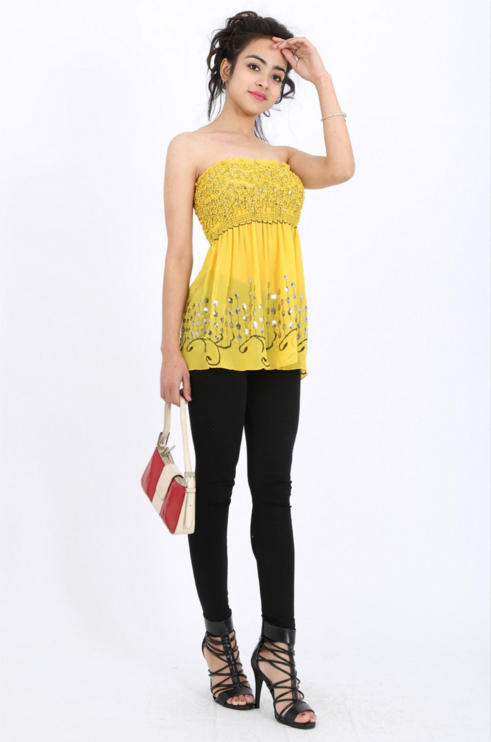 Mila Sequin Top in Yellow