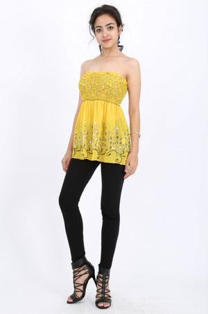 Mila Sequin Top in Yellow