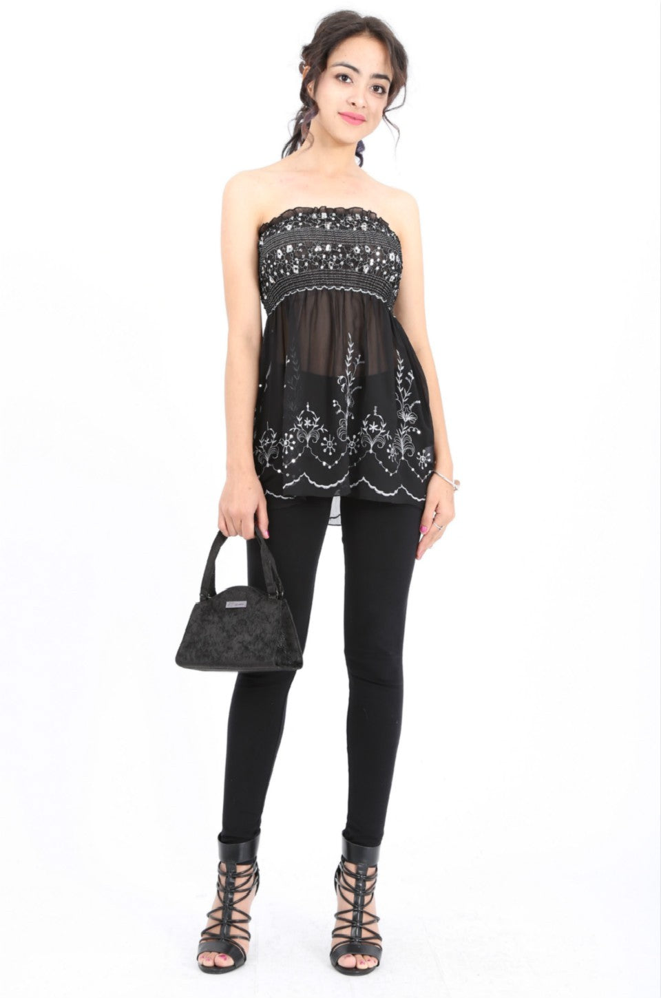 Ella Sequin Top in Black