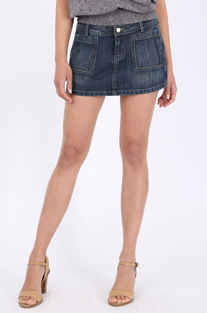 MISS PINKI Aubrey blue denim mini skirt