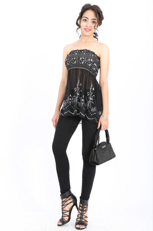 Ella Sequin Top in Black