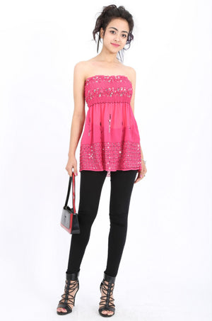 Avery Sequin Top in Pink