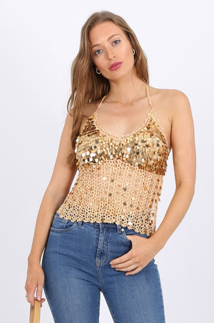 Melody Sequin top in gold