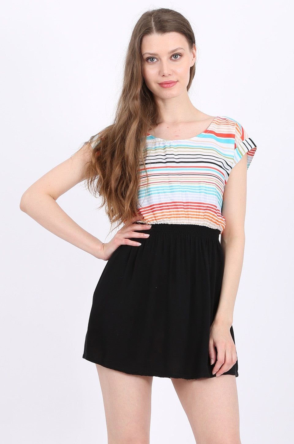MISS PINKI Remi Dress in multi stripe print