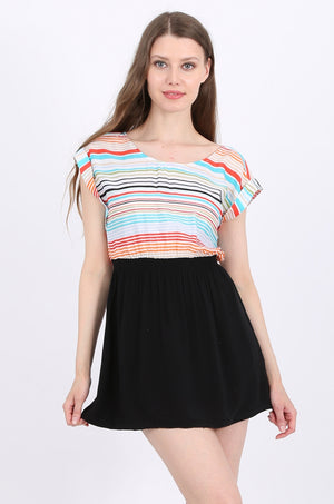 MISS PINKI Remi Dress in multi stripe print