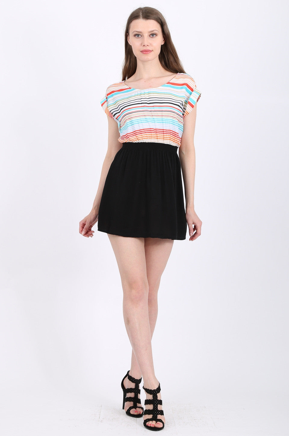 MISS PINKI Remi Dress in multi stripe print