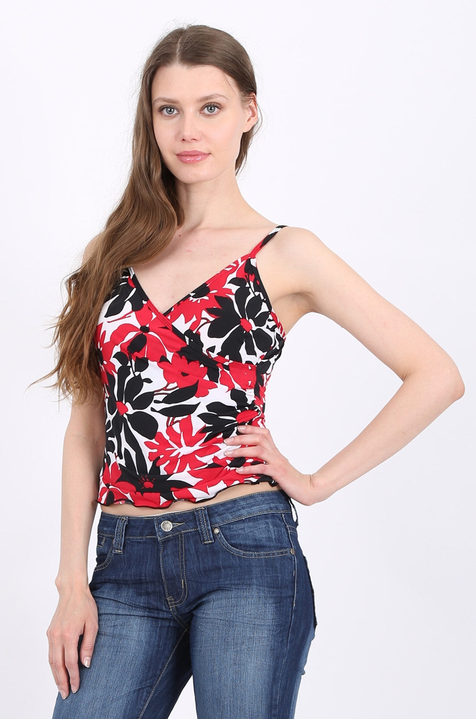 Jacqueline Top in Red floral