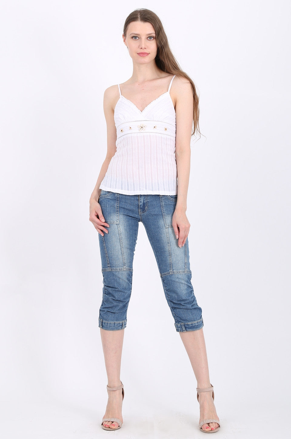 MISS PINKI Luciana Cropped Jeans in blue