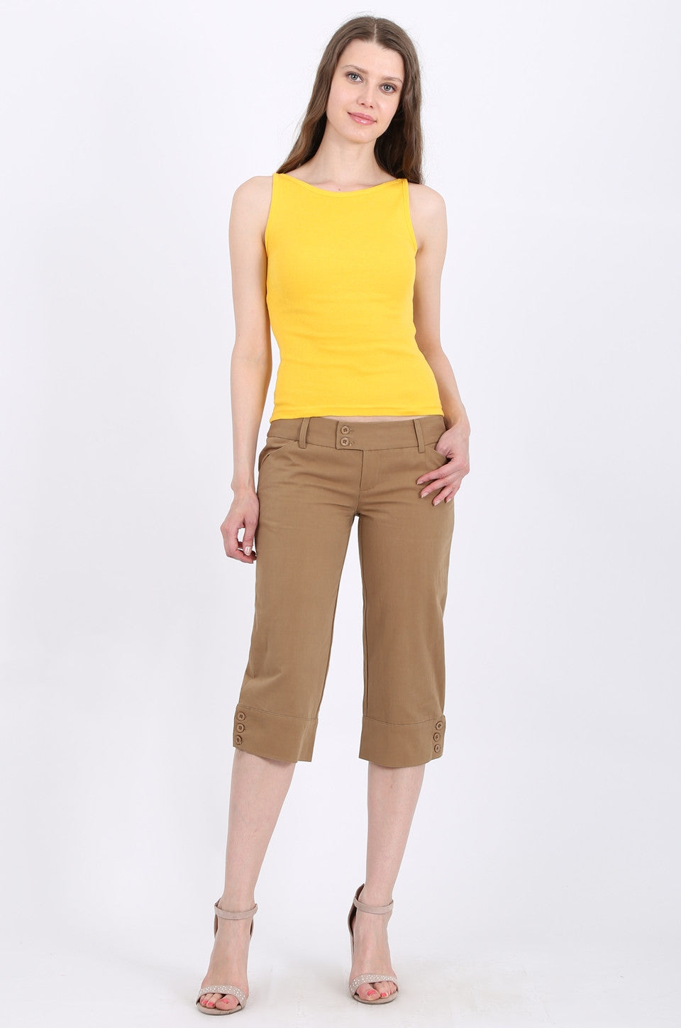 MISS PINKI Heidi cropped pants in Khaki