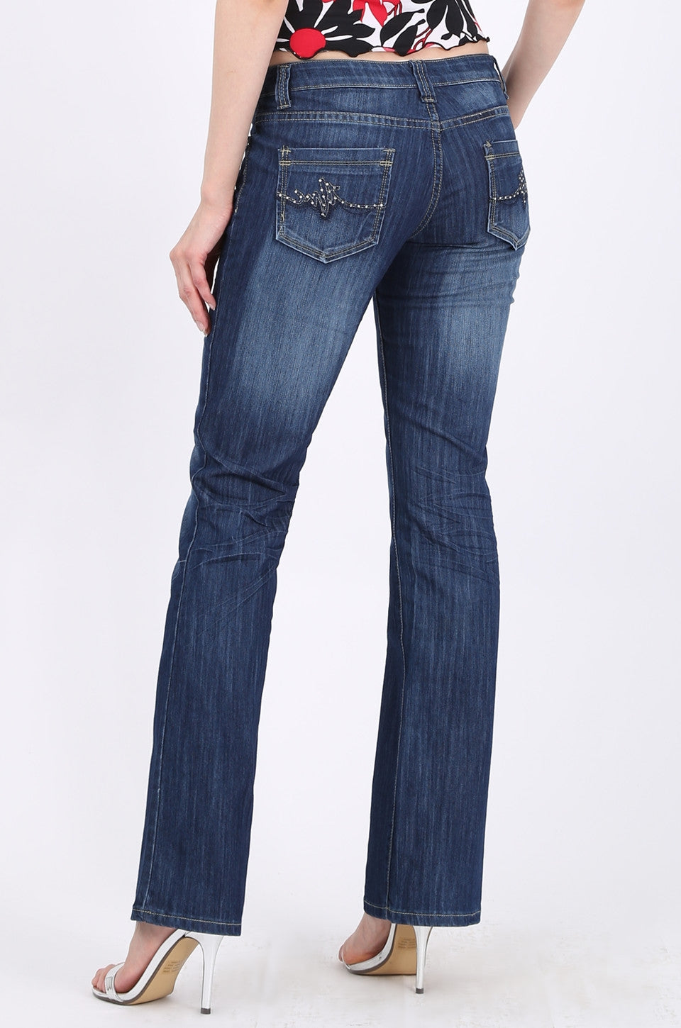 MISS PINKI Harley Bootlegs Jeans in blue wash