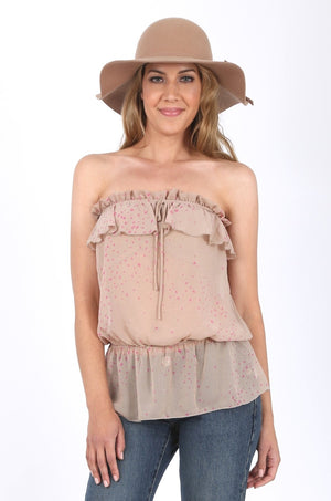 Amelia Georgette Top in Beige