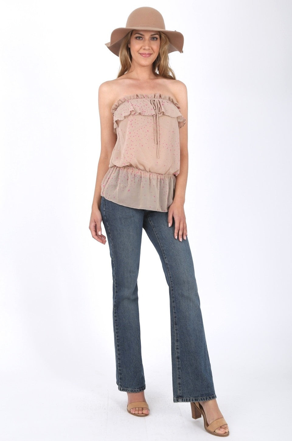 Amelia Georgette Top in Beige