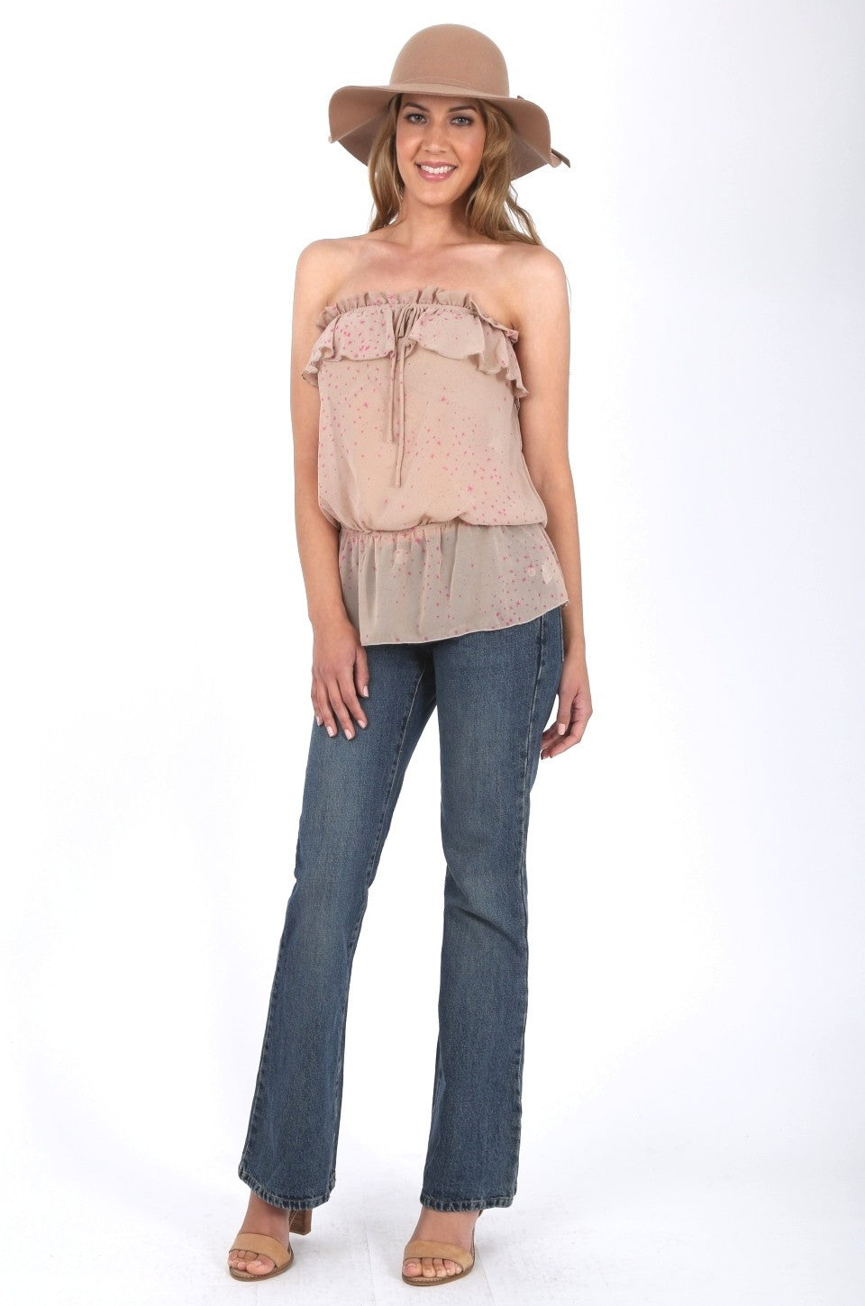 Amelia Georgette Top in Beige