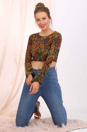 Morgan cropped top in paisley print