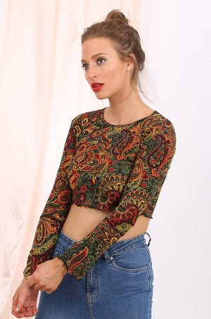 Morgan cropped top in paisley print