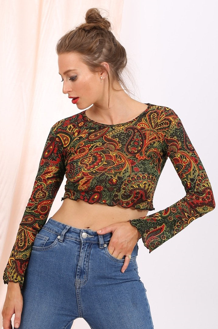 Morgan cropped top in paisley print