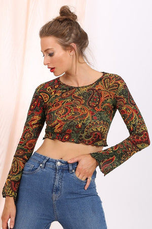 Morgan cropped top in paisley print