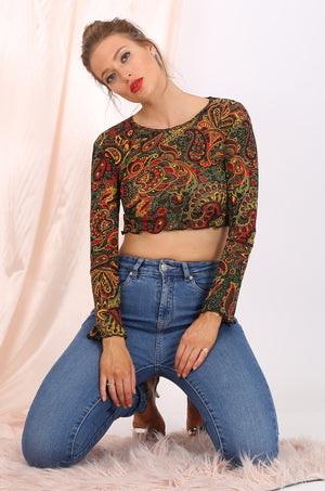 Morgan cropped top in paisley print