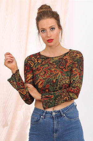 Morgan cropped top in paisley print