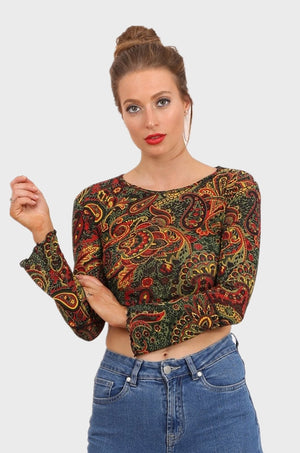 Morgan cropped top in paisley print