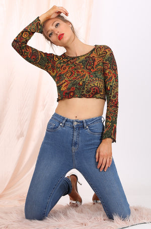 Morgan cropped top in paisley print