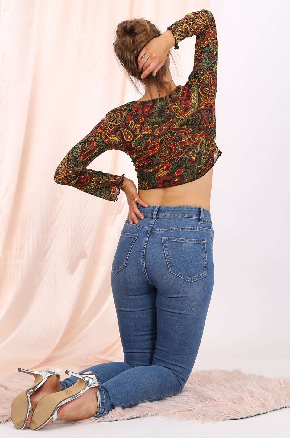 Morgan cropped top in paisley print