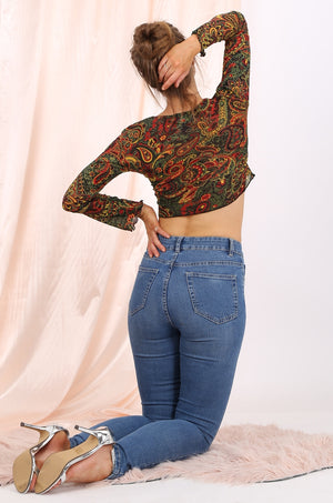 Morgan cropped top in paisley print