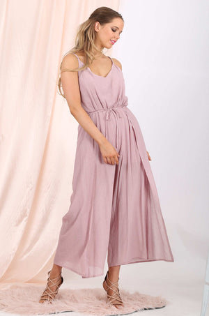 MISS PINKI Diana split leg jumpsuit in lilac