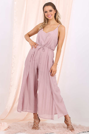 MISS PINKI Diana split leg jumpsuit in lilac