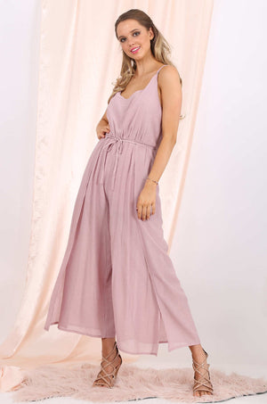 MISS PINKI Diana split leg jumpsuit in lilac